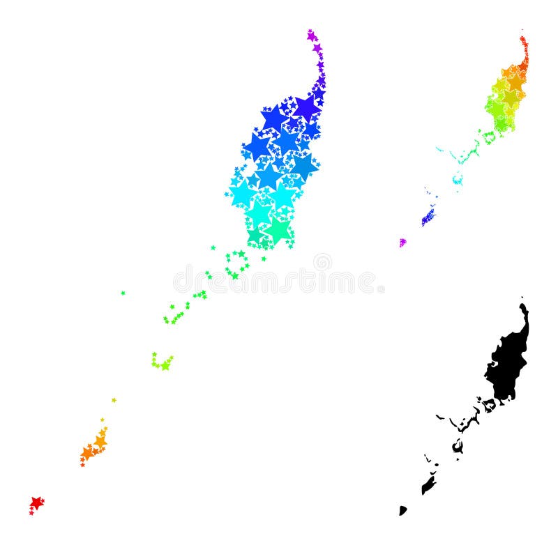 Gradiente arcoiris estelar mosaico mapa de islas palau collage stock de ilustración
