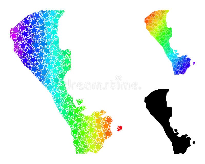 Gradiente de arco iris estrellas mosaico mapa del collage de la isla de boracay ilustración del vector