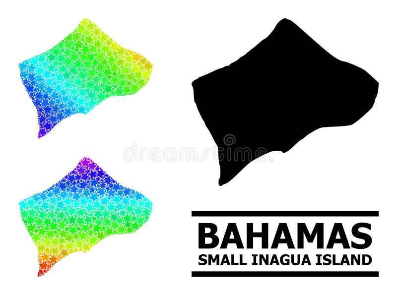 Gradiente de arcoiris estelado mapa de mosaico del pequeño collage de la isla inagua stock de ilustración