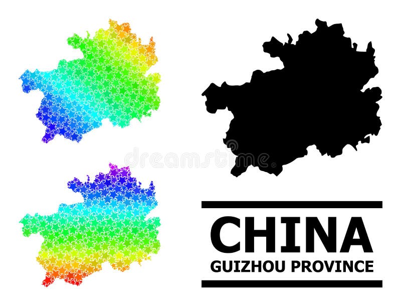 Gradiente de arcoiris estelado mapa de mosaico de la provincia de guizhou stock de ilustración