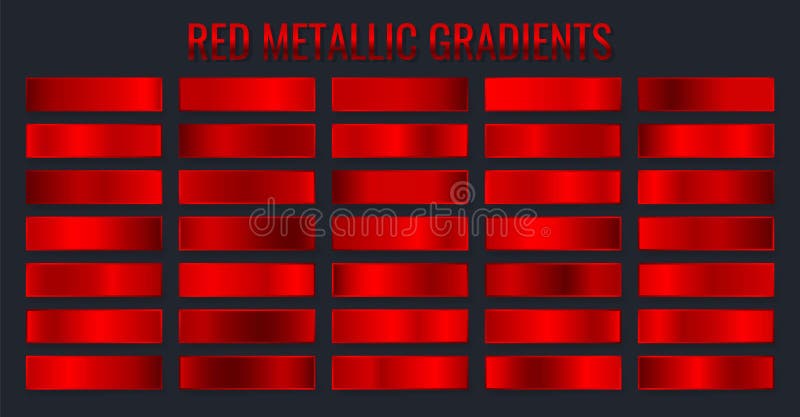 Gradientes metálicos vermelhos de coleção, gradiente de gradiente de natalidade cromo Ilustração vetorial