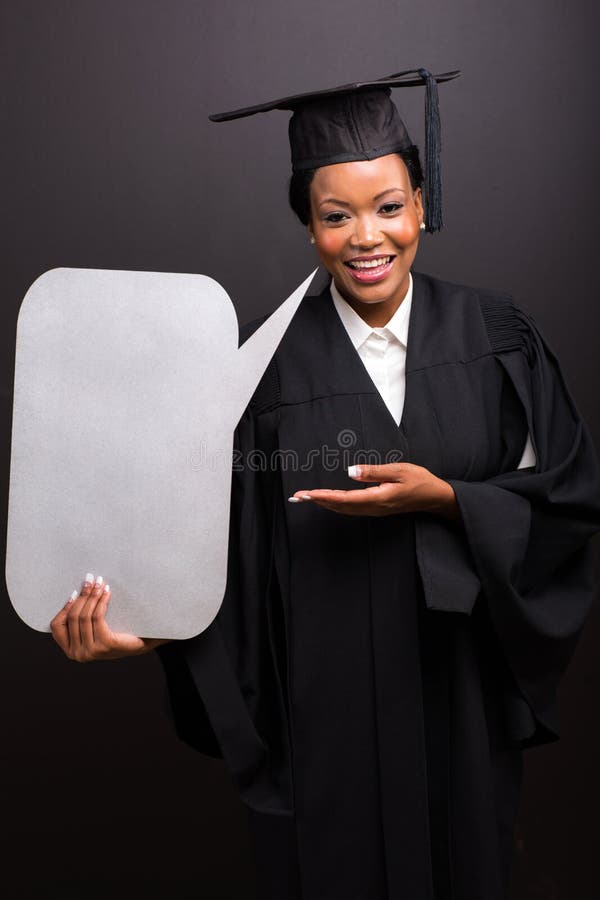 Graduate with blank bubble royalty free stock photography