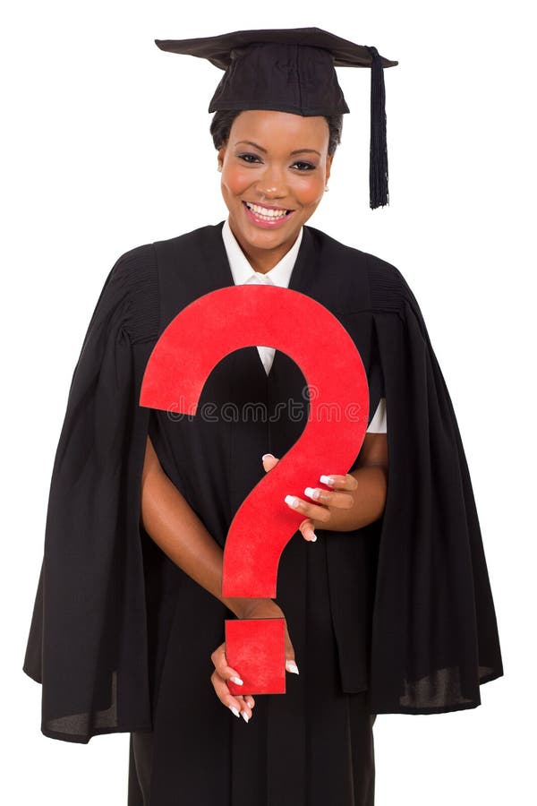 Graduate with question mark royalty free stock photos