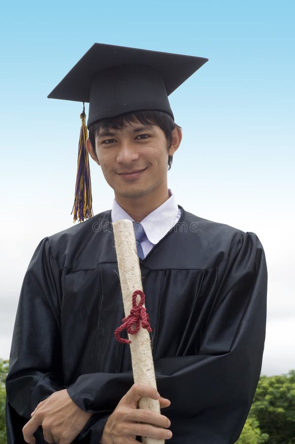 Graduate Student Excited about His Success and Gra Stock Image Image