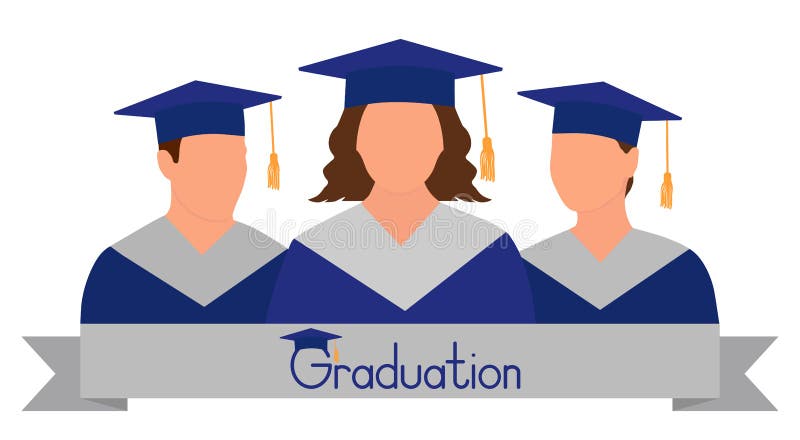 Graduate students in gown and graduation cap. Graduation ceremony. Vector illustration vector illustration Graduate students in gown and graduation cap. Graduation ceremony. Vector illustration vector illustration