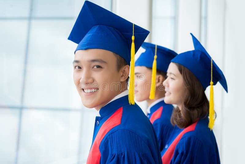 Graduates at commencement ceremony