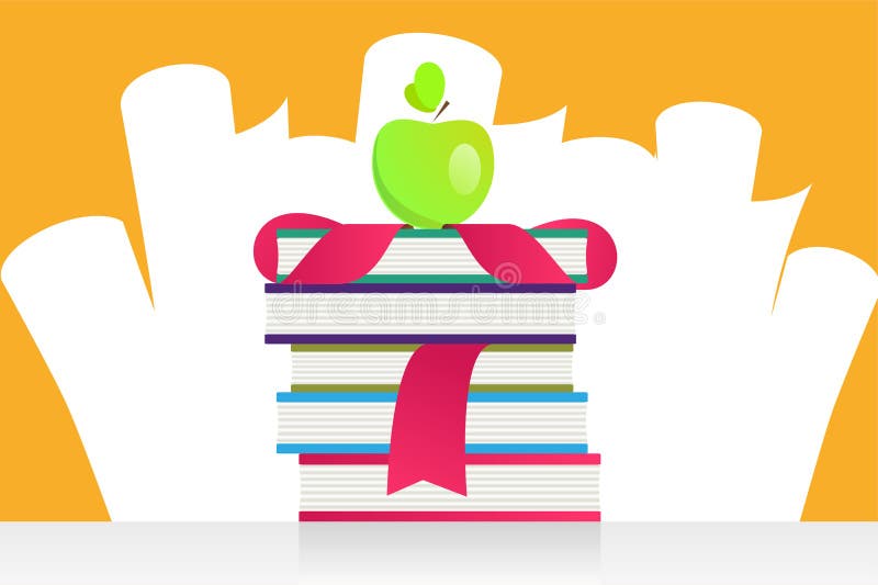Graduation apple and books vector illustration stock illustration