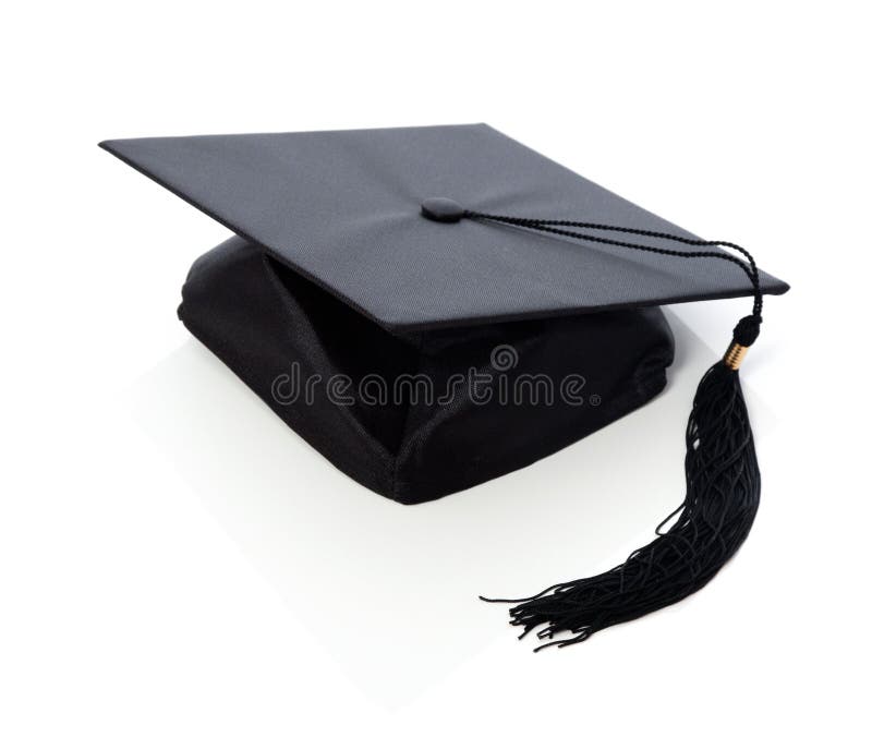 La graduazione del consiglio mortaio / cappello / berretto con fiocco isolato su sfondo bianco.