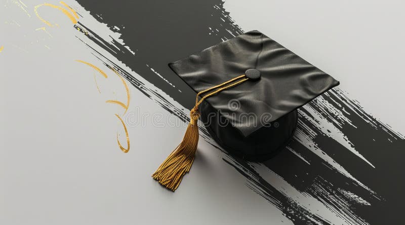 Graduation cap on abstract background stock illustration