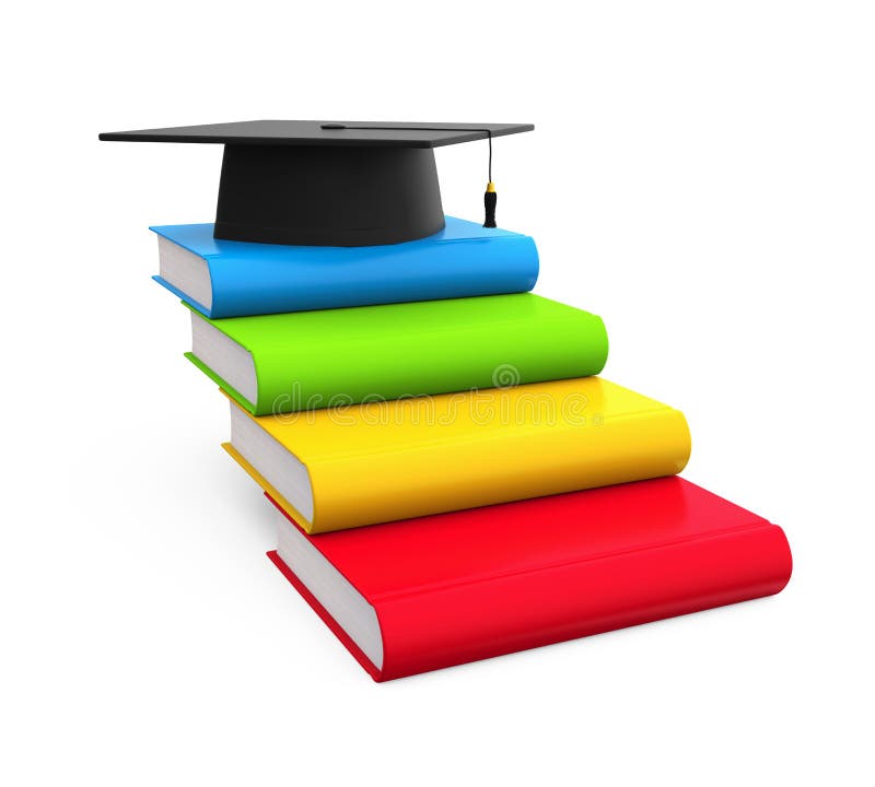 Graduation Cap and Books vector illustration
