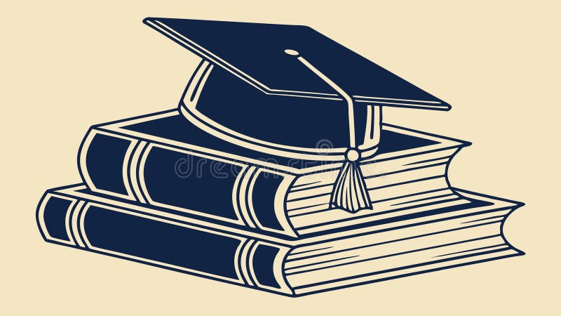 Graduation Cap on Books Vector Illustration, Academic Achievement, vector design Generative AI vector illustration