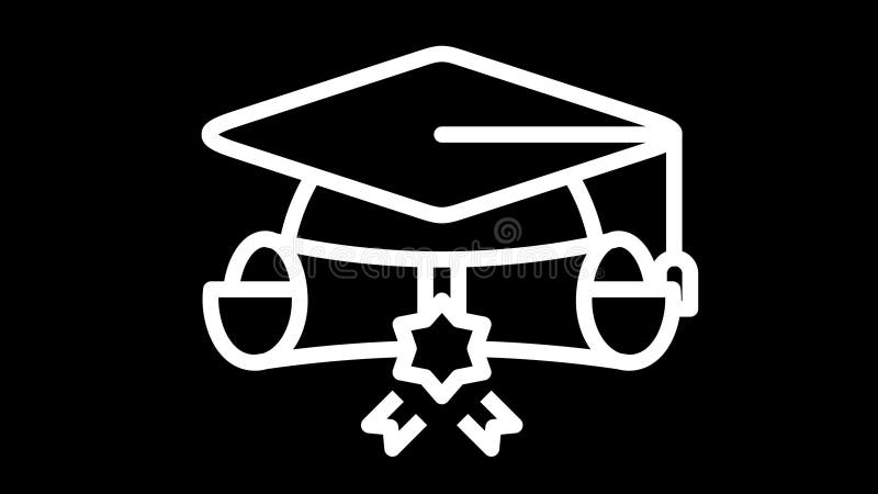 Graduation cap and diploma graphic animation. Alpha channel. Transparent background motion design stock illustration