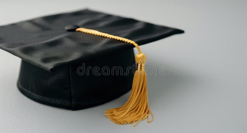Graduation cap with gold tassel royalty free illustration