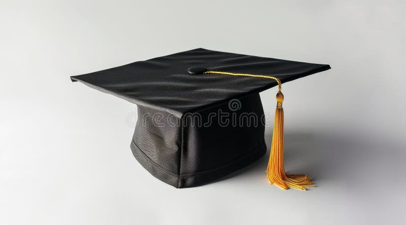 Graduation cap with golden tassel stock illustration