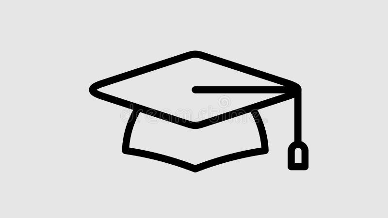 Graduation cap graphic animation. Alpha channel. Transparent background motion design royalty free illustration