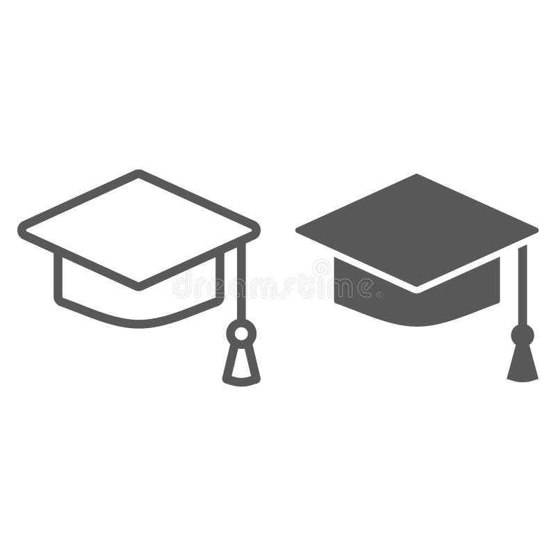Graduation cap line and glyph icon, school and education, university hat sign vector graphics, a linear pattern on a vector illustration