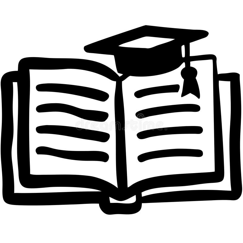 Graduation Cap on Open Book Vector for Education and Academic Concepts royalty free illustration