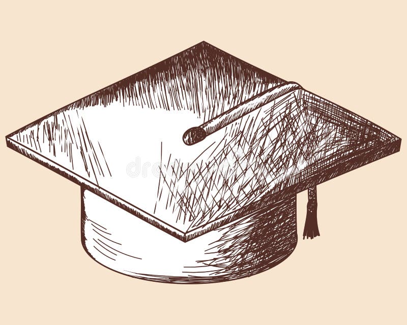 Graduation Cap Sketch Stock Vector Illustration Of Bachelor