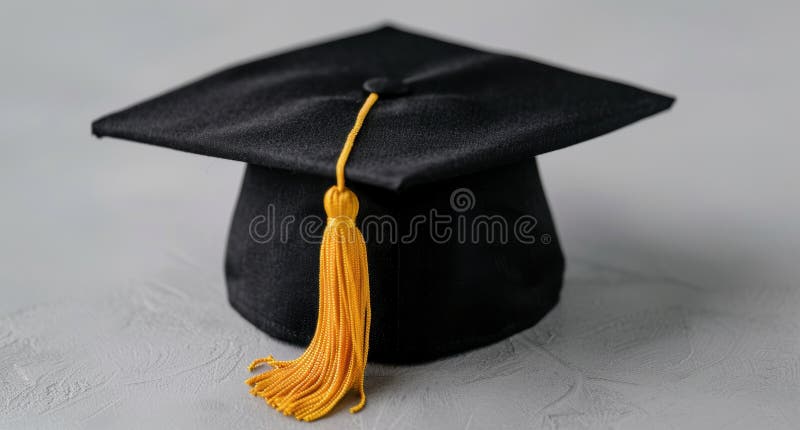 Graduation cap with tassel on gray background vector illustration