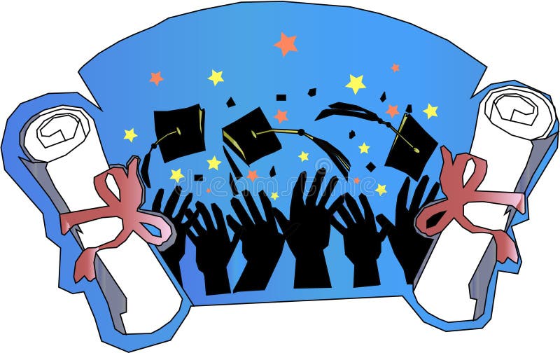 Group of Graduates are celebrating their graduation with honors and happiness tossing their caps. Graduation hat sketch illustrations
