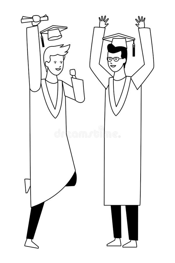 Download Graduation Ceremony Friends Black And White Stock Vector ...