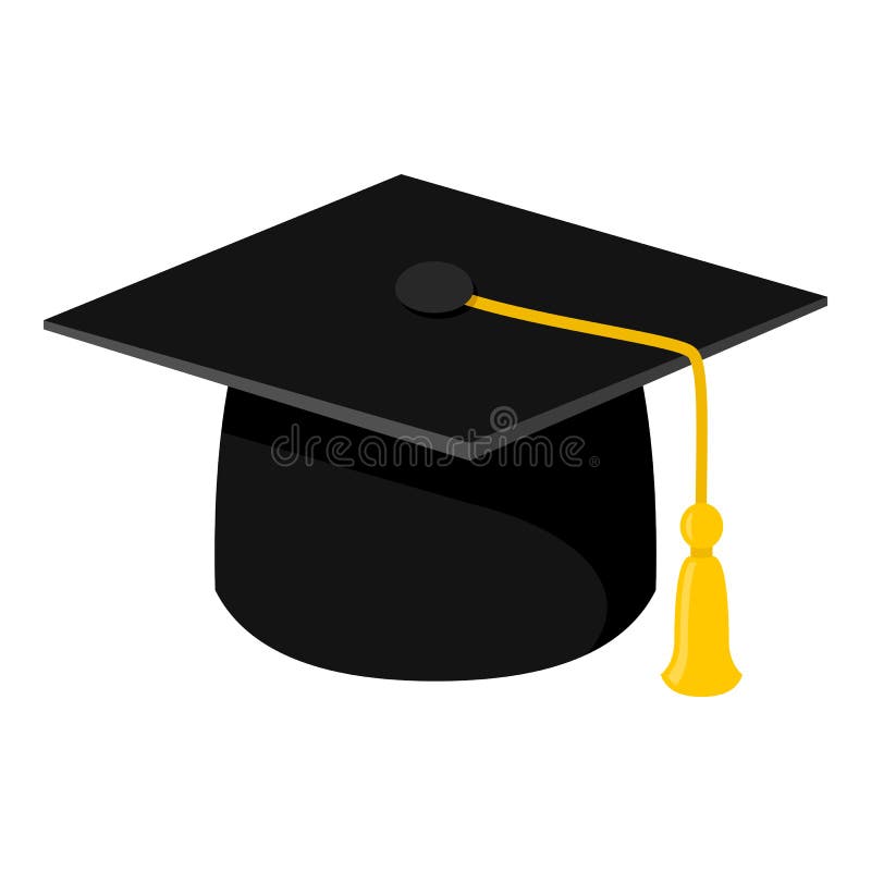 Graduation Hat Flat Icon Isolated on White Stock Vector - Illustration ...