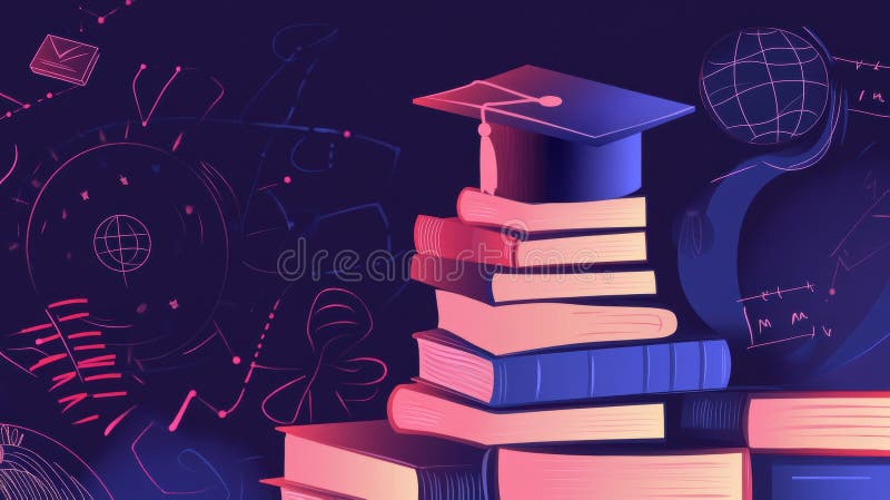 Graduation Books and Global Learning royalty free illustration