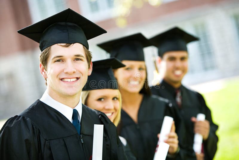 Graduation: Line of Smart Students stock photos Graduation: Line of Smart Students stock photos