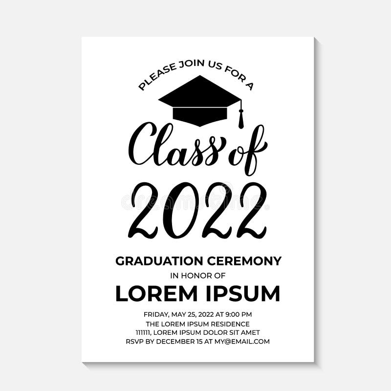 Graduation Party Invitation Card Template. Black and White Grad Party