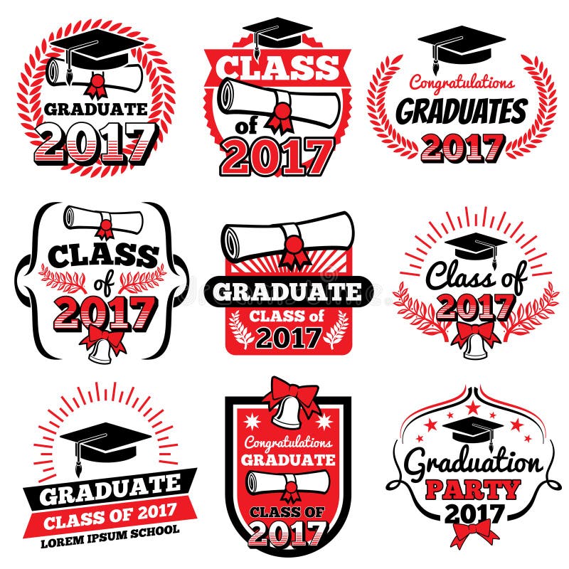 High school and college graduation, off to school vector logos and labels set. Graduation academy and illustration label to graduation college. High school and college graduation, off to school vector logos and labels set. Graduation academy and illustration label to graduation college