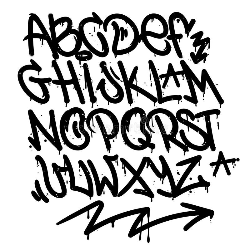 Set street type calligraphy design alphabet graffiti style tag letters write marker brush ink or aerosol paint spray. Free wildstyle for wall city urban. Modern vector style illustration art print. Set street type calligraphy design alphabet graffiti style tag letters write marker brush ink or aerosol paint spray. Free wildstyle for wall city urban. Modern vector style illustration art print.