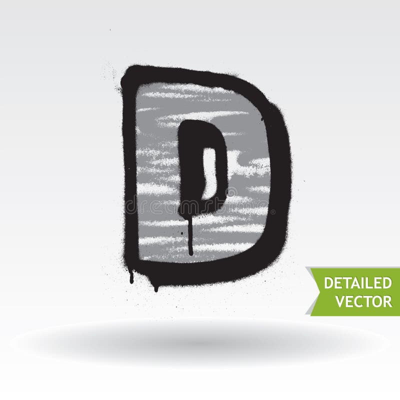 Graffiti-alfabet Brief D Zeer gedetailleerde vectorlettertypen