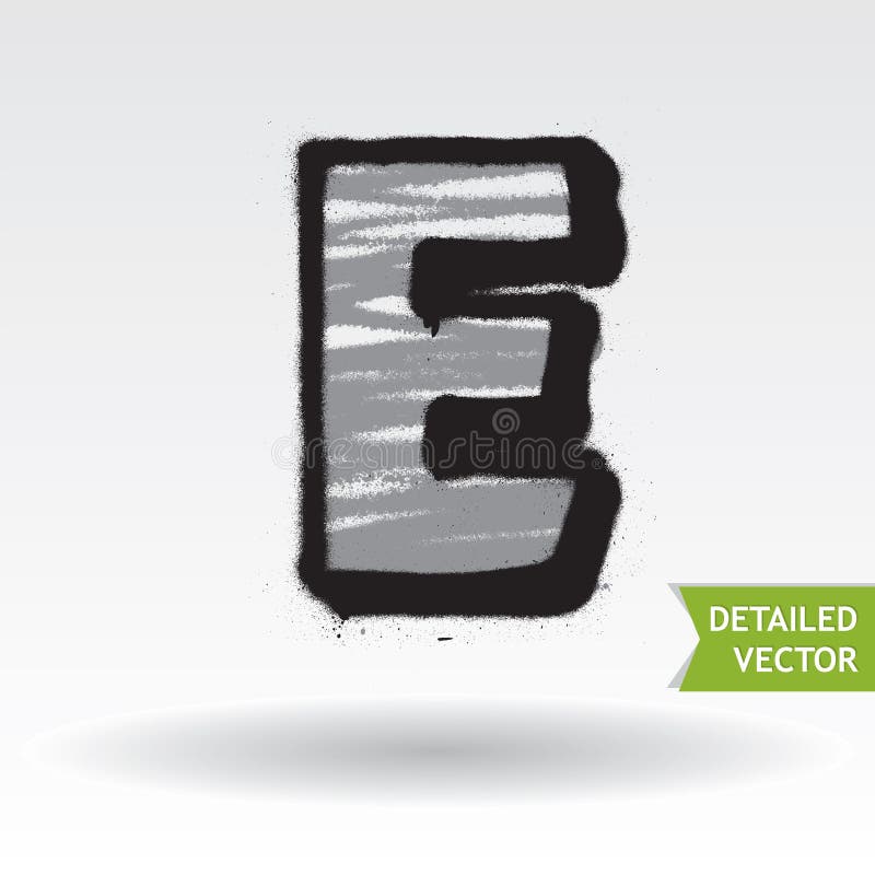 Graffiti alphabet. Letter E. Highly detailed vector font stock illustration