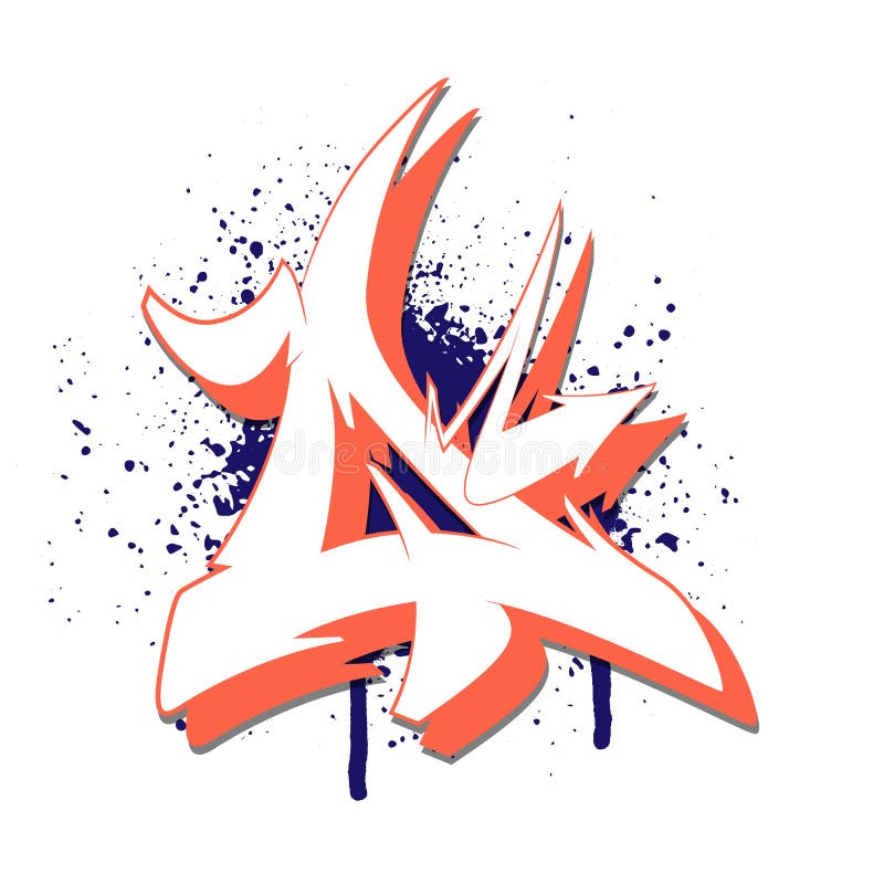Graffiti Alphabet. Letter K Against a Background of Spray Paint Stock