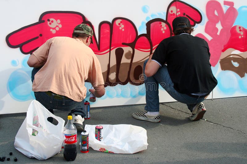 Graffiti artists editorial stock image. Image of background 45173949