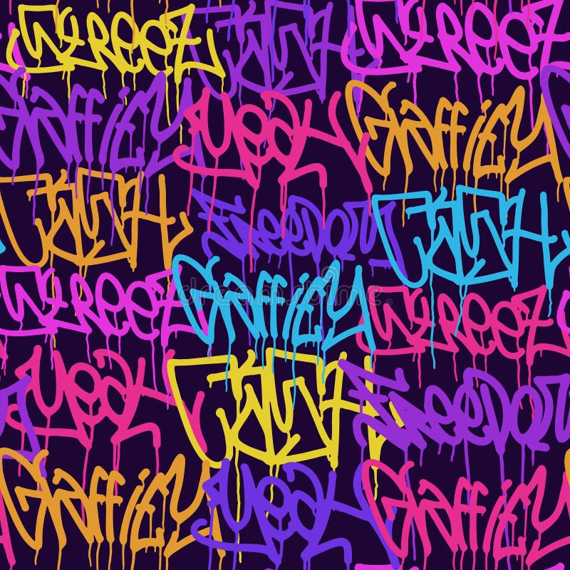 Graffiti Background with Marker Letters, Bright Colored Lettering Tags