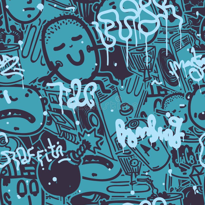 Graffiti Bezszwowy Deseniowy kolor ilustracja wektor Graffiti Bezszwowy Deseniowy kolor ilustracja wektor
