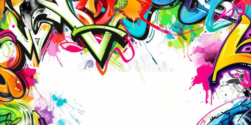 Graffiti Border Banner on White Background Stock Photo - Image of ...