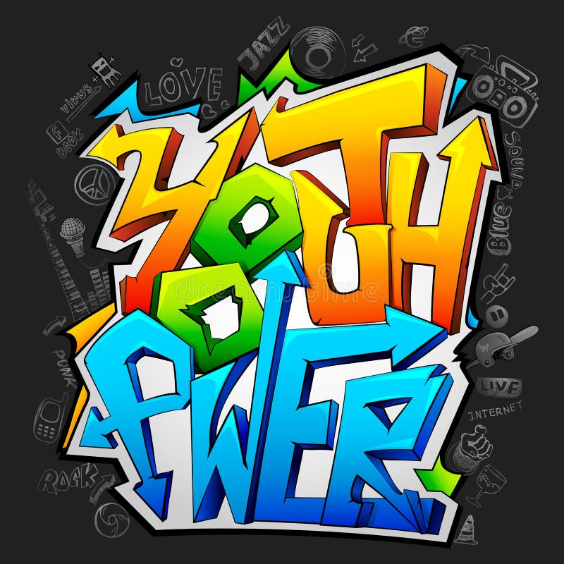 Graffiti con potenza della gioventù royalty illustrazione gratis Graffiti con potenza della gioventù royalty illustrazione gratis