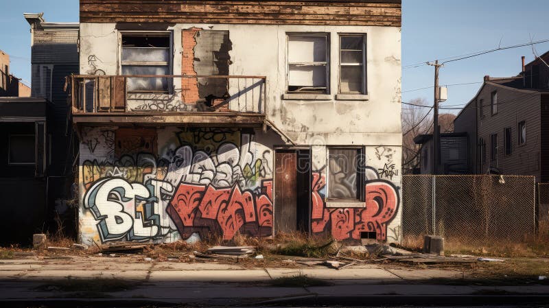 Graffiti distrus casa royalty free illustration