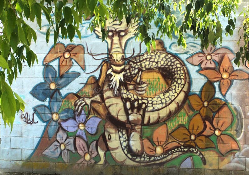 Graffiti dragon artwork editorial image. Image of dragon 121424450