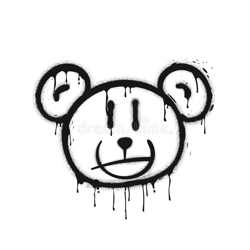 Graffiti Drawing Melting Bear Head. Stock Vector Illustration of
