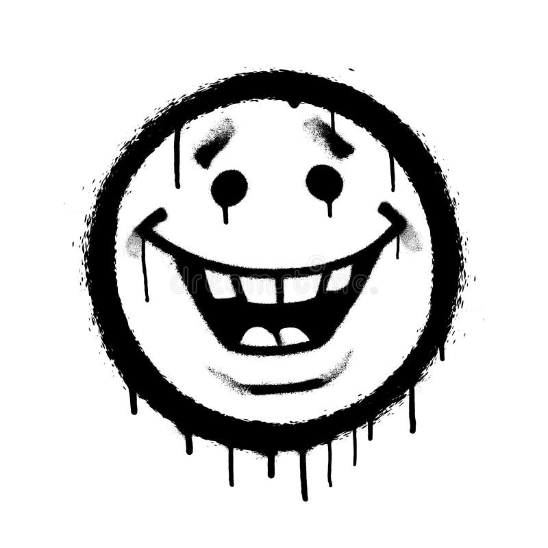 Graffiti Emoticon. Smiling Face Painted with Smudges of Spray Paint ...