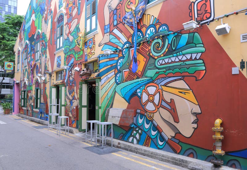 Graffiti Haji Lane Singapore d'art de rue photo stock Graffiti Haji Lane Singapore d'art de rue photo stock