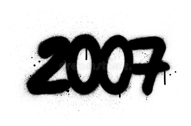 Graffiti number 2007 spreyed in black over white vektor illustrationer Graffiti number 2007 spreyed in black over white vektor illustrationer