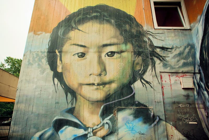 Graffiti with poor girl face