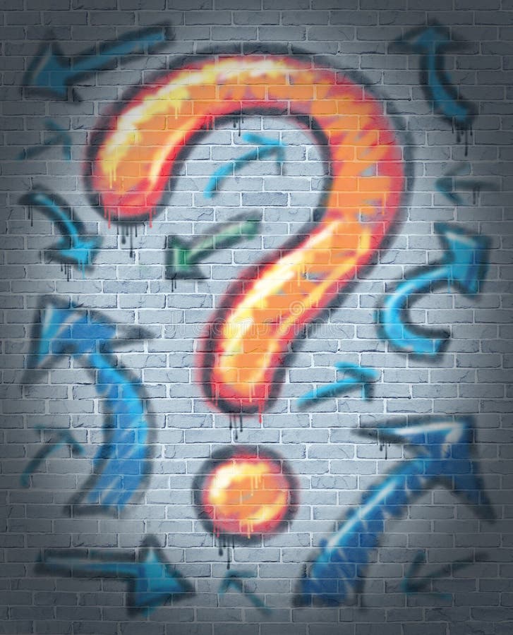 Graffiti Question Mark stock illustration. Illustration of bricks