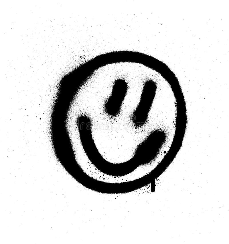Graffiti smiling face emoticon in black on white royalty free illustration