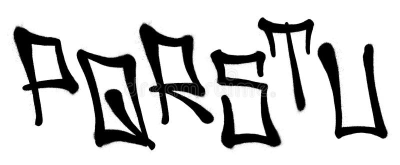 Graffiti spray font alphabet with a spray in black over white. Vector illustration. Part 4 royalty free illustration