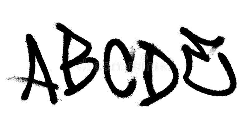 Graffiti spray font alphabet. Part 1. Vector illustration royalty free illustration